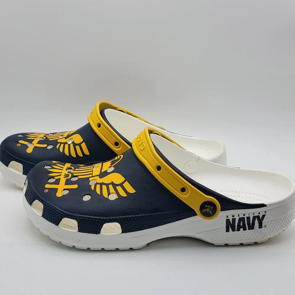 Crocs Navy and‎ Yellow Clogs SIZE M-10; W-12  #1687